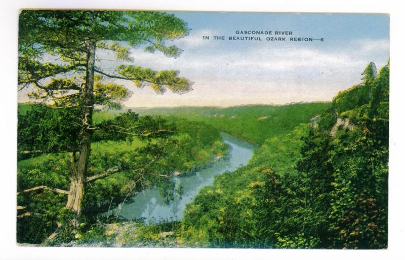 Gasconade River, Ozark Region, unused Kropp Linen Postcard