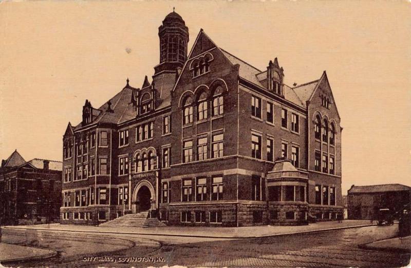 Covington Kentucky City Hall Street View Antique Postcard K80922