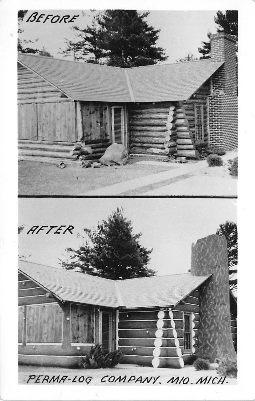 Mio MichiganPermaLog Housing Construction CompanyPostcard RPPC c1950 United States