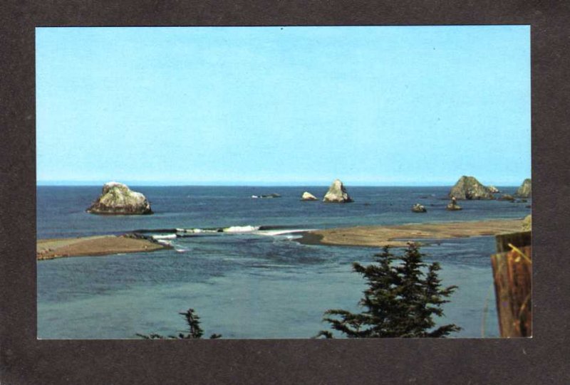 CA Russian River meets Pacific Ocean Jenner by the Sea California Postcard