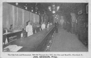 J75/ Cleveland Ohio Postcard c1910 Oak Cafe Interior Jos. Grogan Prop. 387