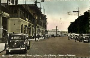 yemen, ADEN, Steamer Point, Shopping Center, Crescent, Cars (1955) Stamps RPPC