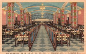 Vintage Postcard Main Dining Room Blue Roar Cafeteria Eulid Ave. Cleveland Ohio