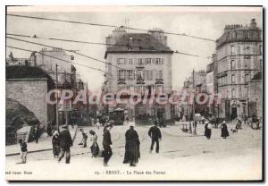 Postcard Old Brest Place Des Portes