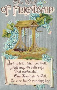 Vintage Postcard 1912 The Week Of Friendship Forget Me Nots Well Silver Back