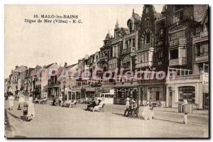 Old Postcard Malo Les Bains De Mer Villas Digue