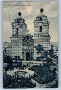 Lima Peru Postcard San Francisco Church Building 1907 Posted Antique
