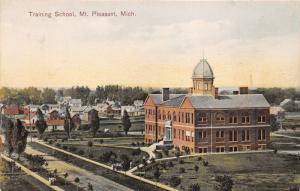 Mt Pleasant Michigan Bird's Eye View~Training School-Houses-Street~c1910 Pc