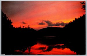 North River New York 1960s Postcard Sunset OK Slip Pond Northern Frontier Camp
