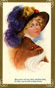 Lady in Purple Plume Hat.    Artist: Heinze