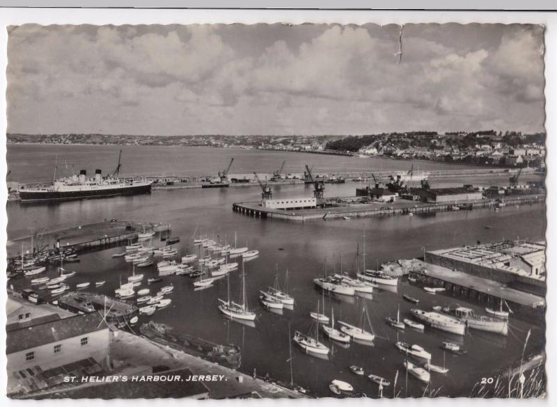 Jersey; St Helier's Harbour RP PPC  Shows Docks & Boats in Harbour 