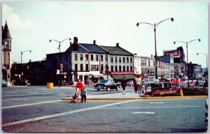 Postcard Guelph Ontario c1962 The Square Old Cars Woolworth Wellington County