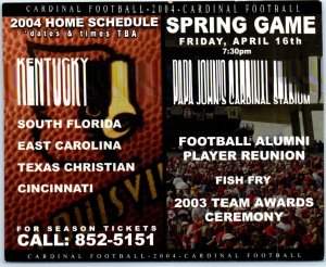 Cardinal Football 2004 Home Schedule & Spring Game - Louisville, Kentucky