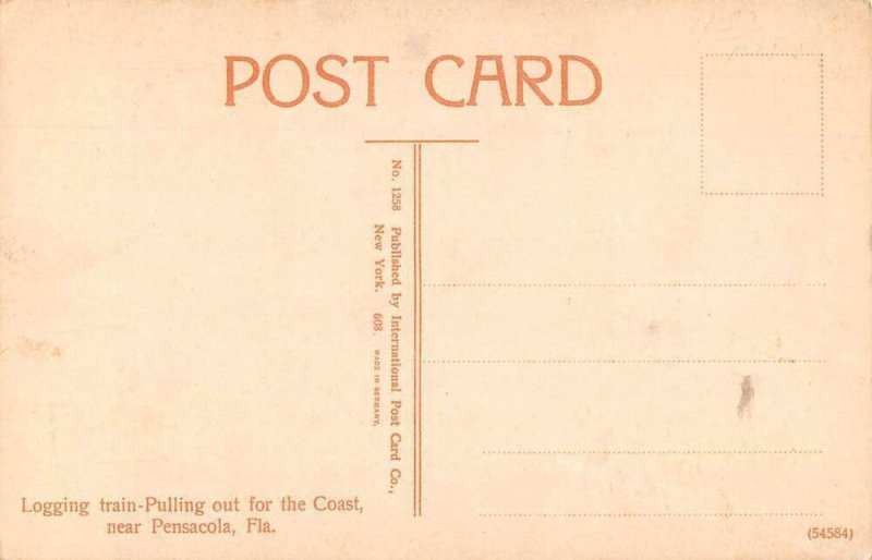 Pensacola Florida Logging Train Vintage Postcard AA44061