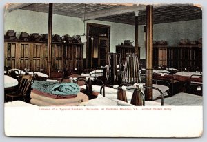 Fortress Monroe Virginia~Soldiers Barracks Interior~US Army~Rifles Stacked~c1905