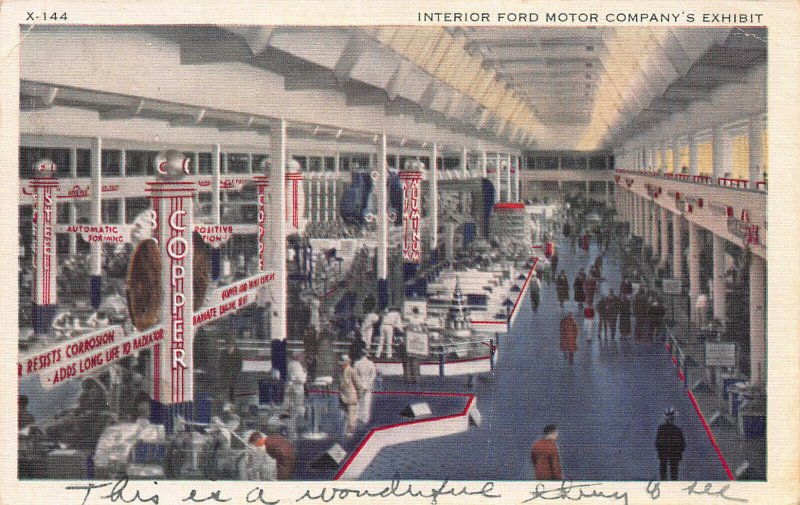 Interior of Ford Motor Co. Exhibit, Chicago, Century of Progress, 1934 Postcard