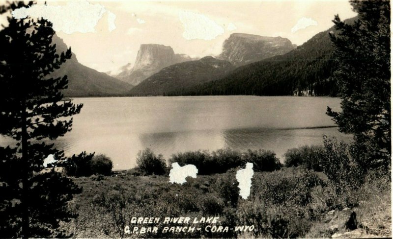 c1940's Green River Lake Ranch Cora Wyoming WY RPPC Photo Antique Postcard 