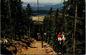 Vtg Flagstaff AZ Arizona Snow Bowl Scenic Chair LIft Ride 1950s Unused Postcard