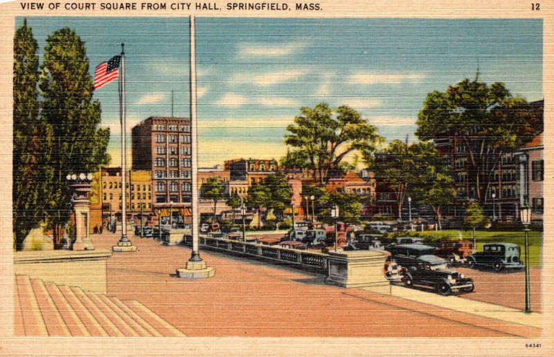 Massachusetts Springfield View Of Court Square From City Hall