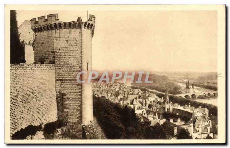 Old Postcard Chinon Chateau Tour de Boissy and Vallee de la Vienne
