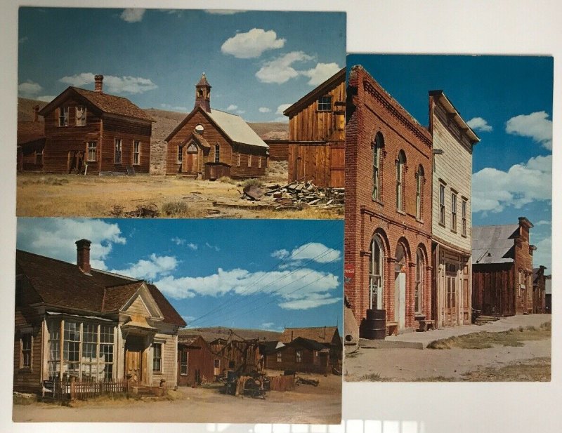 Lot 3 Ghost Town of Bodie, California Postcards w/ Main Street & Cain House