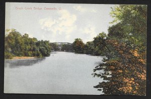 Water View Brush Creek Bridge Zanesville Ohio Unused c1910s