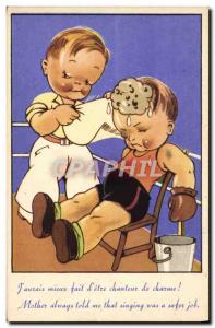Old Postcard Boxing Children