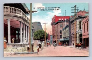 192 POST OFFICE & MERCHANT STREET HONOLULU HAWAIIAN ISLANDS HAWAII POSTCARD