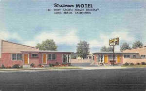 Westerner Motel US Highway 101 Long Beach California linen postcard
