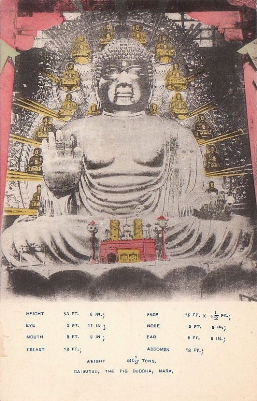 Postcard Daibutsu Pig Buddha Nara Japan