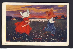 SUNBONNET GIRL - Sunbonnet Seasons - Spring - running thru daisy field