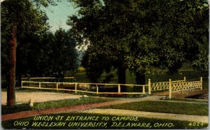 Vtg 1910s Ohio Wesleyan University Union Street Entrance Delaware OH Postcard