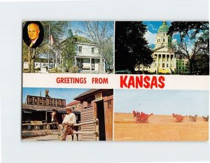 Postcard Greetings From Kansas USA