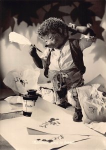 Mecki Humanized Hedgehog Tries Writing Love Letter Romance RPPC postcard B831