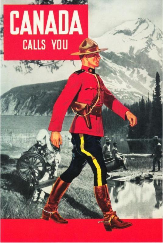 Canada Calls You RCMP Mountie 1939 Repro Postcard