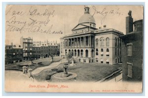 1904 Overprint Stamp Boston MA State House Massachusetts MA Posted Postcard