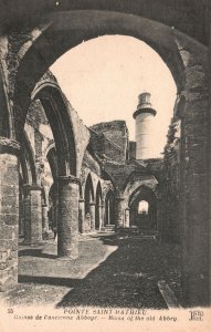 Vintage Postcard Pointe Saint Mathieu Ruins Of The Old Abbey Brittany France
