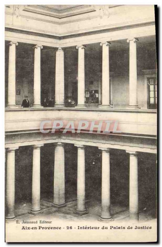 Old Postcard Aix en Provence Interior of Courthouse