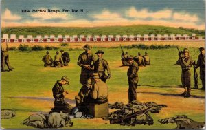 Vtg Rifle Practice Range Fort Dix New Jersey NJ 1940s Army Linen View Postcard