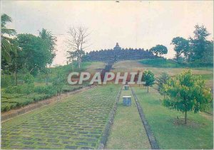 Postcard Modern Bourbudur ad th buddhist temple monument Central Java Indonesia