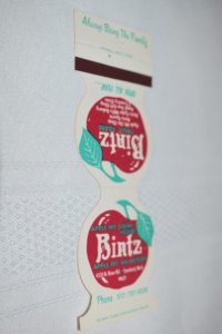 Bintz Fruit Farm Freeland Michigan Rear Strike Matchbook Cover