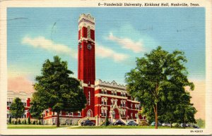 Vtg Vanderbilt University Kirkland Hall Nashville Tennessee TN Linen Postcard