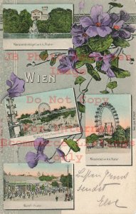 Austria, Wien, Vienna, Multi-View of Prater Amusement Park, Ferris Wheel