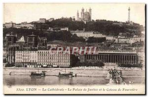 Old Postcard Lyon La Cathedrale The Palace of Justice and the Coteau de Fourv...