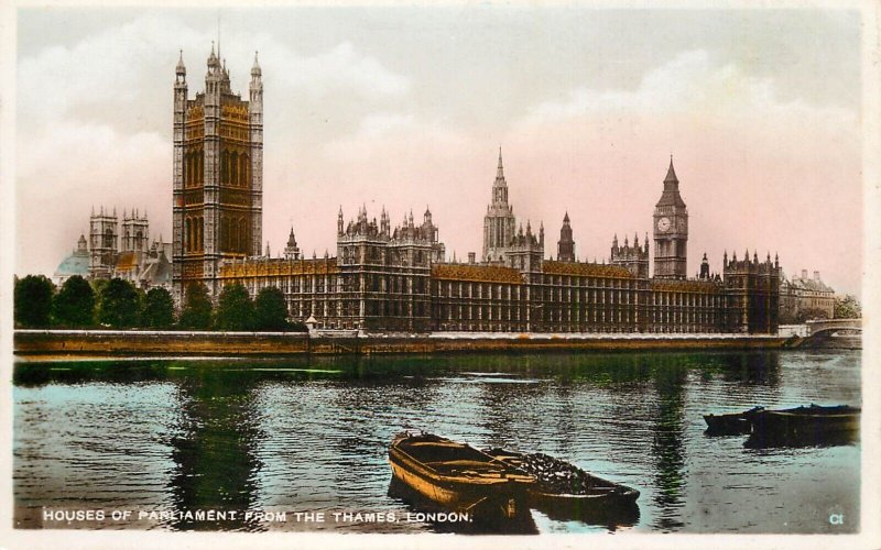 Postcard UK England London Houses of Parliament from the Thames