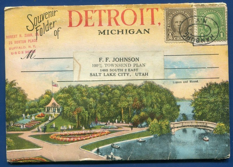 Detroit Michigan mi Lagoon Mound Belle Isle Water Works Park postcard folder #2