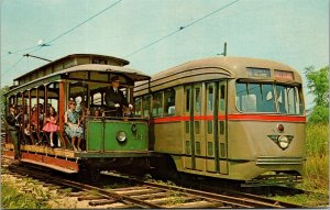 Vtg East Haven CT Branford Trolley Museum Open Trolley & Streamliner Postcard