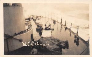 A35/ Ship Boat RPPC Postcard Real Photo c1920 U.S.S. Georgia Battleship Deck 13