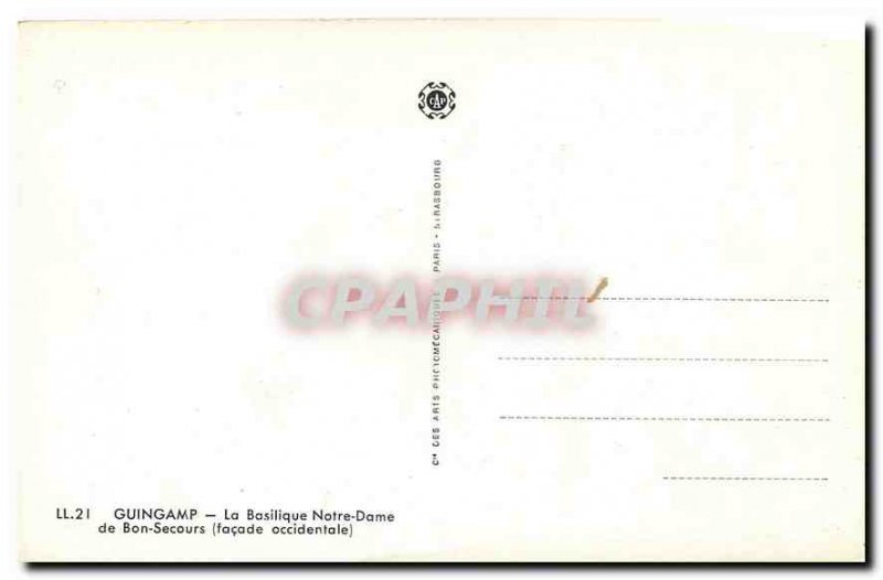 Old Postcard Guingamp Basilique Notre Dame de Bon Secours western façade