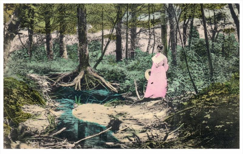 Rhode island Harrisville ,  Beautiful Woman at  Stream in Woods